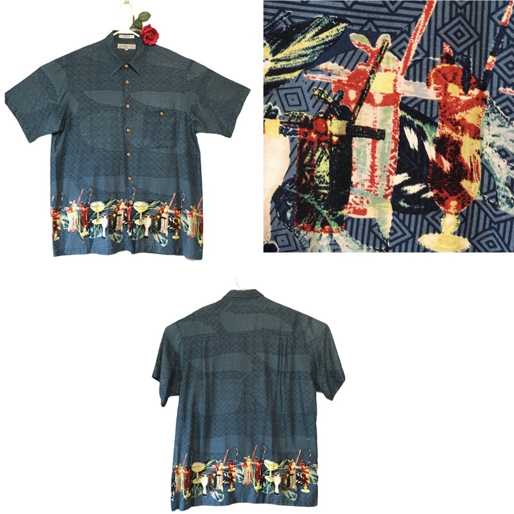 Shirt Hawaiian MARTINI glasses Imprint 100% rayon Graphics